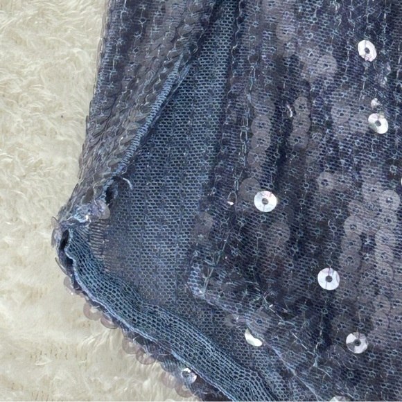 Anthropology Pilcro Shimmering Blue Buttondown Tunic Style Sequin Shirt Size XSP - Picture 7 of 15